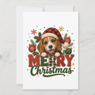 Faire-part Joyeux Noël Beagle Mignon