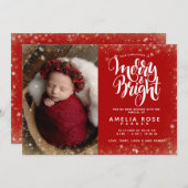 Faire-part Joyeux Noël Bébé Photo Snowflake Naissance (Devant / Derrière)