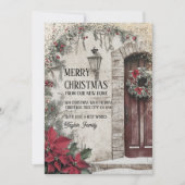 Faire-part Joyeux Noël de la nouvelle maison porte couronne (Devant)