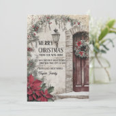 Faire-part Joyeux Noël de la nouvelle maison porte couronne (Debout devant)