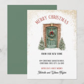 Faire-part Joyeux Noël de la nouvelle maison porte couronne (Devant / Derrière)