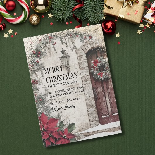 Faire-part Joyeux Noël de la nouvelle maison porte couronne