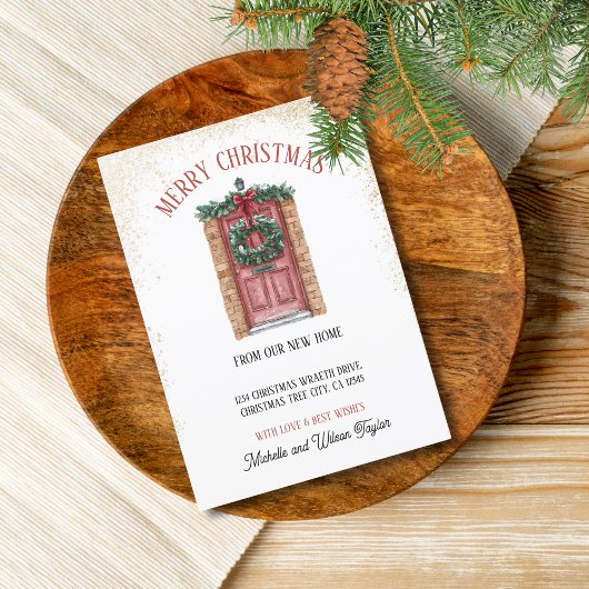 Faire-part Joyeux Noël de la nouvelle maison porte couronne