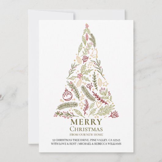 Faire-part Joyeux Noël de New Home Pine Holly Tree (Devant)