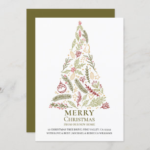 Faire-part Joyeux Noël de New Home Pine Holly Tree