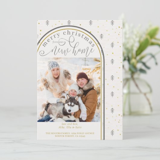 Faire-part Joyeux Noël de New Home Scandi Trees Moving (Debout devant)