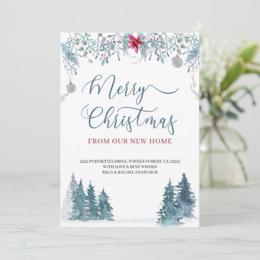 Faire-part Joyeux Noël de New Home Winter Forest Moving (Debout devant)