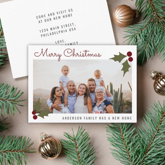 Faire-part Joyeux Noël Famille Photo Cherry Holiday Moving