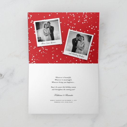 Faire-part Joyeux Noël Holly Mistletoe 3 Mariage photo (Intérieur)