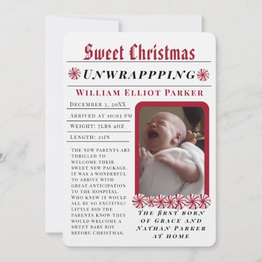 Faire-part Joyeux Noël Journal Moderne (Devant)