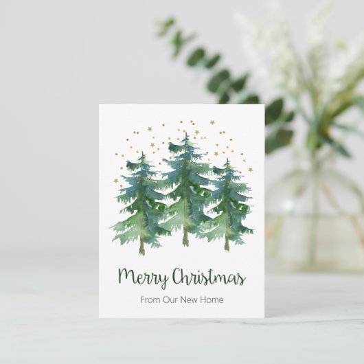 Faire-part Joyeux Noël Nouveau Accueil Pins Arbres (Debout devant)