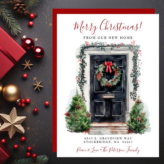 Faire-part Joyeux Noël Nouveau Accueil Porte avant Déménageme