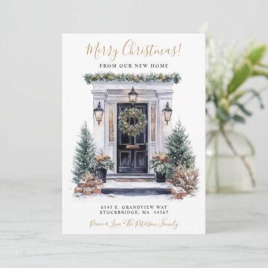 Faire-part Joyeux Noël Nouveau Accueil Porte avant Déménageme (Debout devant)