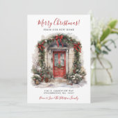 Faire-part Joyeux Noël Nouvelle maison Porte rouge Déménageme (Debout devant)