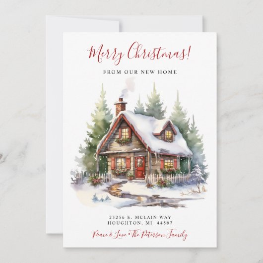 Faire-part Joyeux Noël Rustique Nouveau foyer Déménager (Devant)