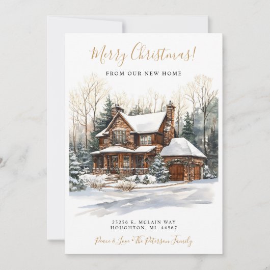 Faire-part Joyeux Noël Rustique Nouveau foyer Déménager (Devant)