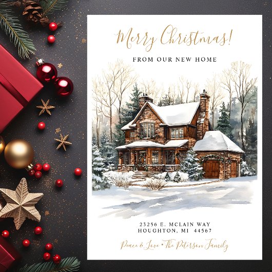 Faire-part Joyeux Noël Rustique Nouveau foyer Déménager