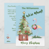 Faire-part Joyeux Nous avons déménagé Flamant rose sapin de N (Devant / Derrière)