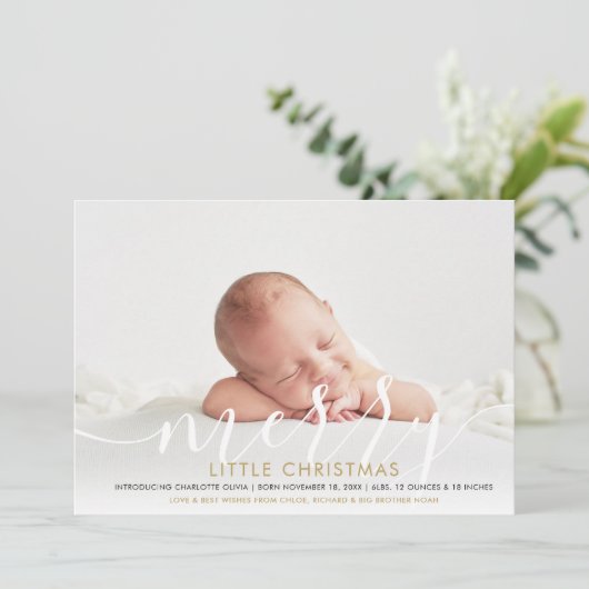 Faire-part Joyeux petit Noël Nouveau bébé 4 Photo Naissance (Debout devant)