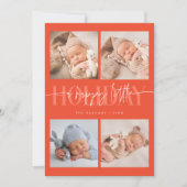 Faire-part Joyeux Petit Vacances Rouge Multiphoto Naissance (Devant)
