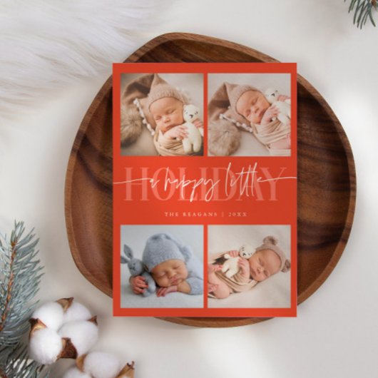 Faire-part Joyeux Petit Vacances Rouge Multiphoto Naissance