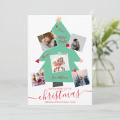 Faire-part Joyeux sapin de Noël moderne 5 photo collage (Debout devant)