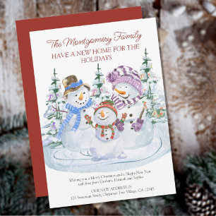 Faire-part Joyeux Snowmen Nouvelle maison pour les vacances D