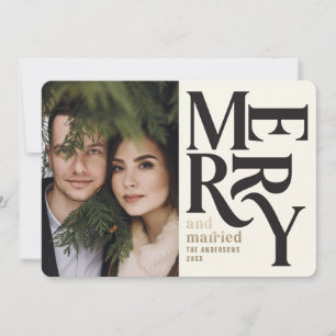 Faire-part Joyeux vintage coloré + chritsmas mariés photo