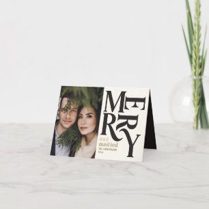 Faire-part Joyeux Vintage et marié mariage photo de Noël