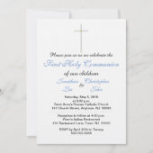 Faire-part jumeaux bleu pour première communion (Devant)