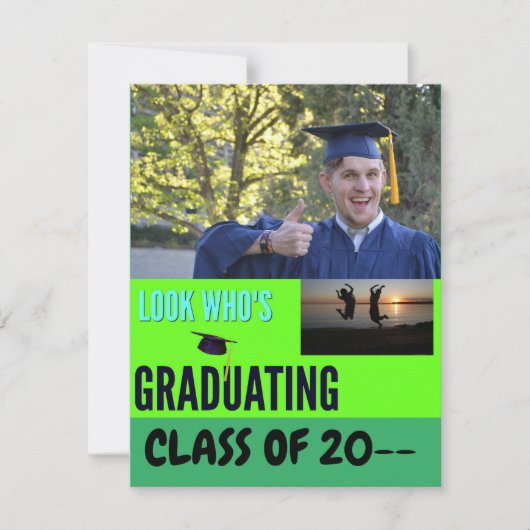 Faire-part Jumping For Joy Graduation Modern Script 1 photo (Devant)