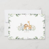 Faire-part Jungle Animaux Végétation Nouveau bébé Garçon Phot (Dos)