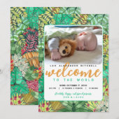 Faire-part Jungle Bienvenue dans le monde Photo Naissance (Devant / Derrière)