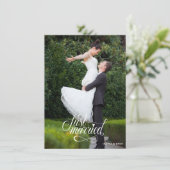 Faire-part Just Married Elegant Script Photos Wedding (Debout devant)