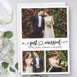 Faire-part Juste Marié Calligraphie Coeur 3 Mariage photo