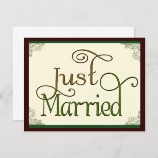 Faire-part Juste marié dans tourbillonner la police fun (Devant / Derrière)