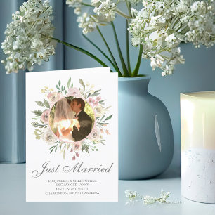 Faire-part Juste marié Élégant Mariage de photos florales ros