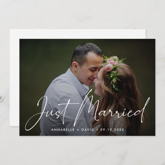 Faire-part Juste marié Élégant Mariage Photo (Devant / Derrière)