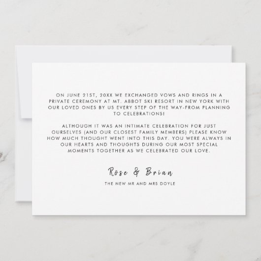 Faire-part Juste Marié Élégant Script Mariage Photo personnal (Dos)