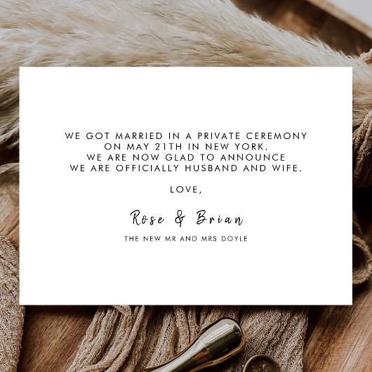 Faire-part Juste Marié Élégant Script Mariage Photo personnal