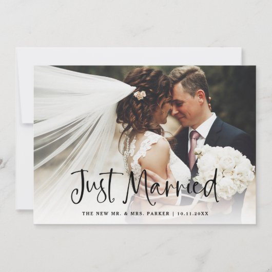 Faire-part Juste marié | Elopement photo Décontracté Script (Devant)