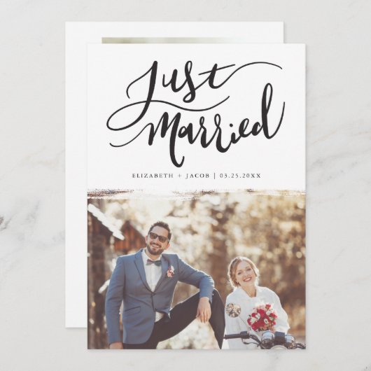 Faire-part Juste marié | Mariage de script lettres main moder (Devant / Derrière)