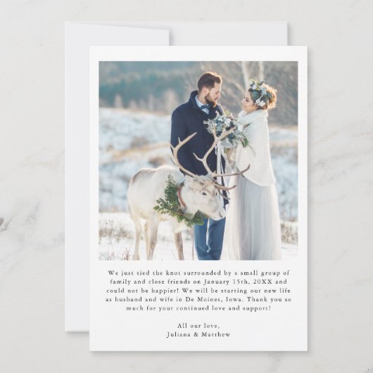 Faire-part Juste marié Mariage de script moderne photo (Dos)