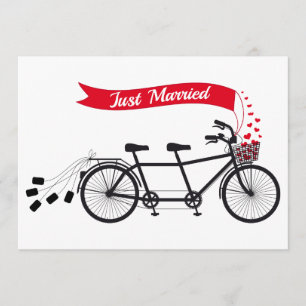 Faire-part Juste marié, mariage tandem vélo