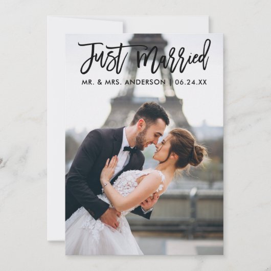 Faire-part Juste marié Moderne Pinceau Script Mariage Photo (Devant)