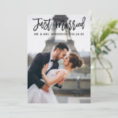 Faire-part Juste marié Moderne Pinceau Script Mariage Photo (Debout devant)