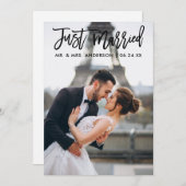 Faire-part Juste marié Moderne Pinceau Script Mariage Photo (Devant / Derrière)