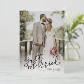 Faire-part Juste marié noir & blanc Script photo Mariage (Debout devant)