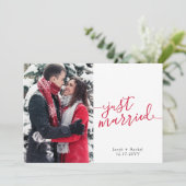 Faire-part Juste marié Rouge Script photo Mariage de Noël (Debout devant)