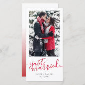 Faire-part Juste marié Rouge Script photo Mariage de Noël (Devant / Derrière)